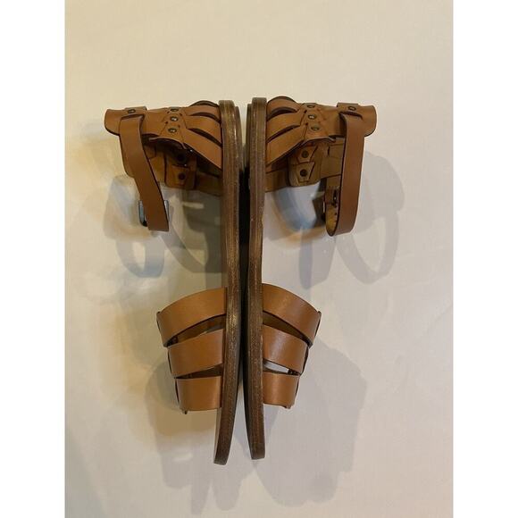 Ralph Lauren Collection Purple Label Flats Sandals 7 37 Italy Tan Gold Gladiator - Picture 2 of 6